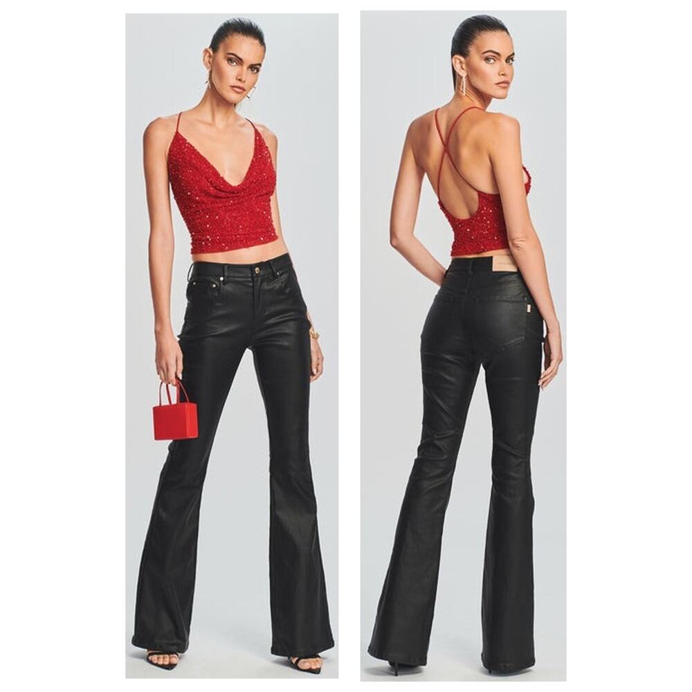 Retrofete Laurel Coated Denim Flare Jeans Waxed Biker Y2k Streetwear Fall 24
